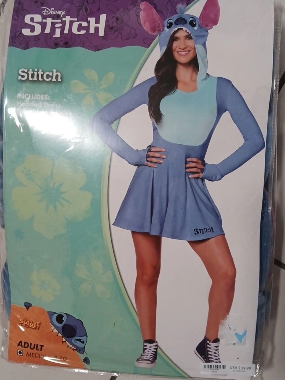 Spirit Disney Stitch Blue Hooded Dress Costume